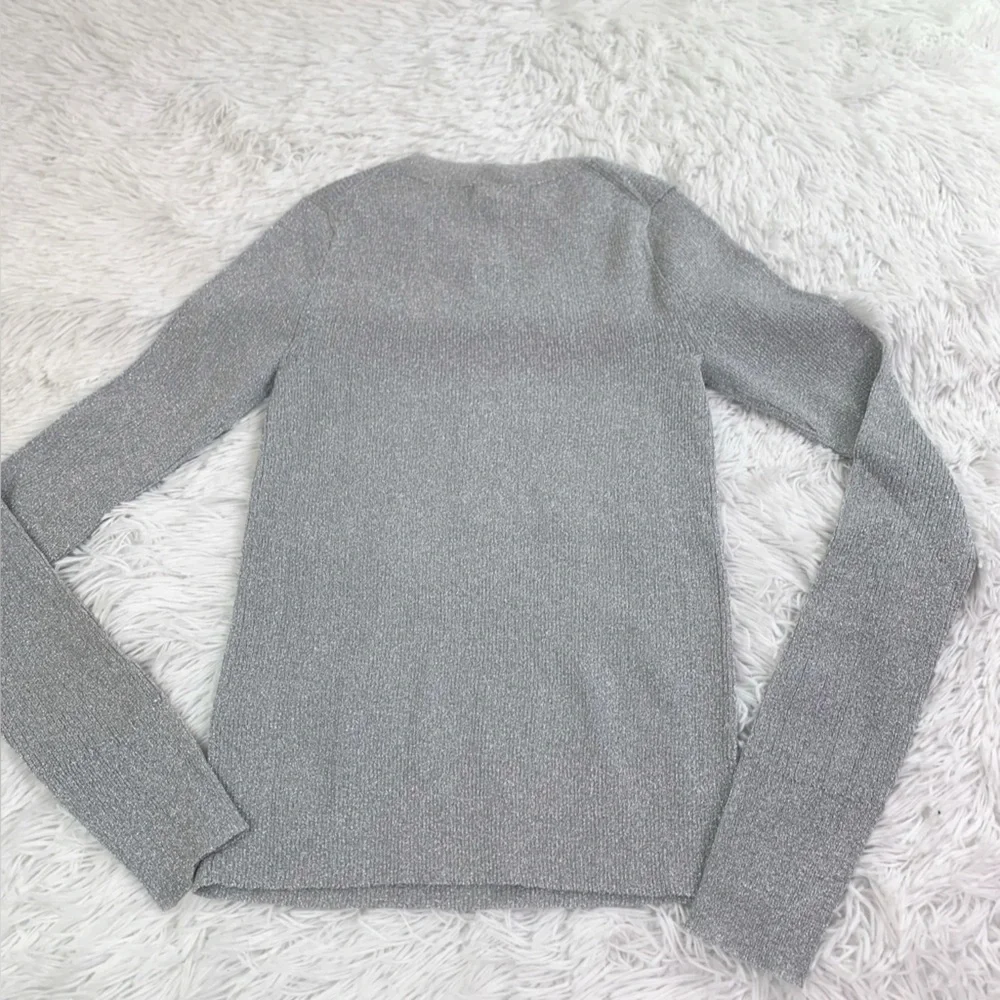J Crew‎ NWT long sleeve Ribbed henley sweater with Lurex® metallic threads